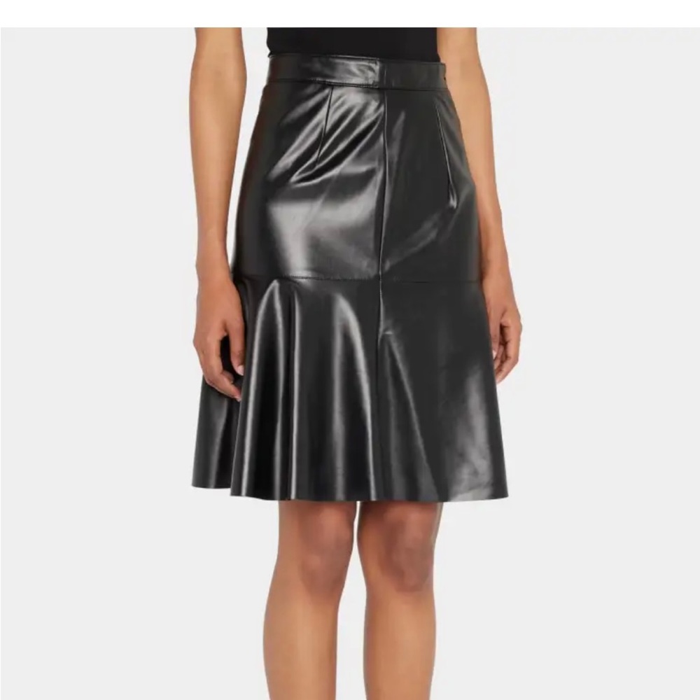 Brand new w/ tags Vegan Leather Fit-&-Flare Skirt by Akris Punto